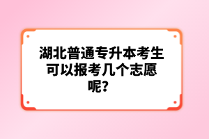 湖北普通專升本考生可以報(bào)考幾個(gè)志愿呢？