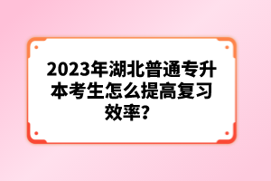 2023年湖北普通專升本考生怎么提高復(fù)習(xí)效率？