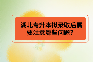 湖北專升本擬錄取后需要注意哪些問題？