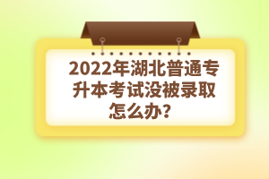 2022年湖北普通專升本考試沒被錄取怎么辦？