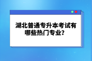 湖北普通專升本考試有哪些熱門專業(yè)？