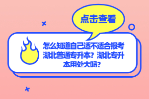 怎么知道自己適不適合報考湖北普通專升本？湖北專升本用處大嗎？