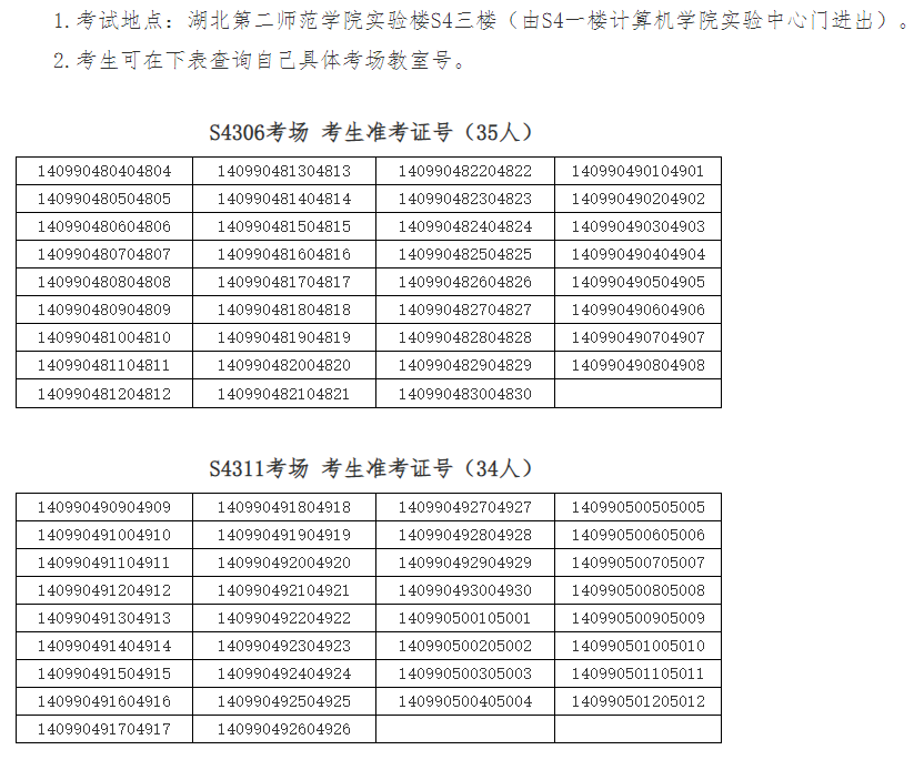 湖北第二師范學(xué)院計(jì)算機(jī)基礎(chǔ)考試安排