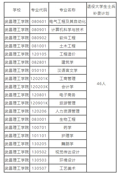 武昌理工學(xué)院補(bǔ)錄計劃